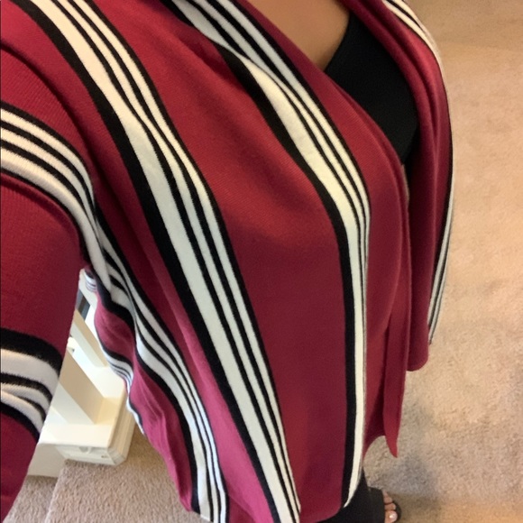 ❤️LAST NEW S Wine Stripe Open Front Cardigan - Picture 11 of 11